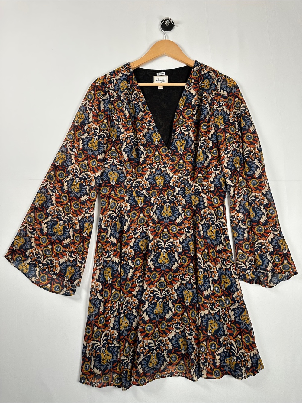 Beige by ECI Boho Floral Bell Sleeve Dress 10 Whimsical Retro Fall Wedding Guest